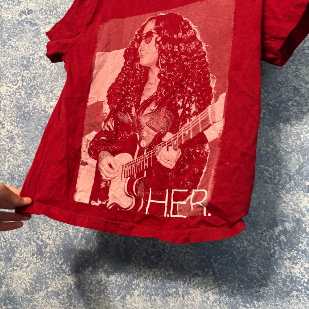 Red Graphic T-Shirt with Musician Print